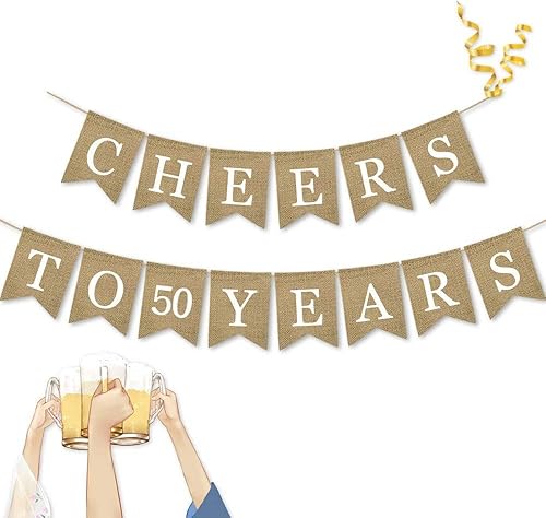 CRAWPROP Guirnalda de banderines para fiesta de 50 años, decoración de guirnalda de banderines para exteriores