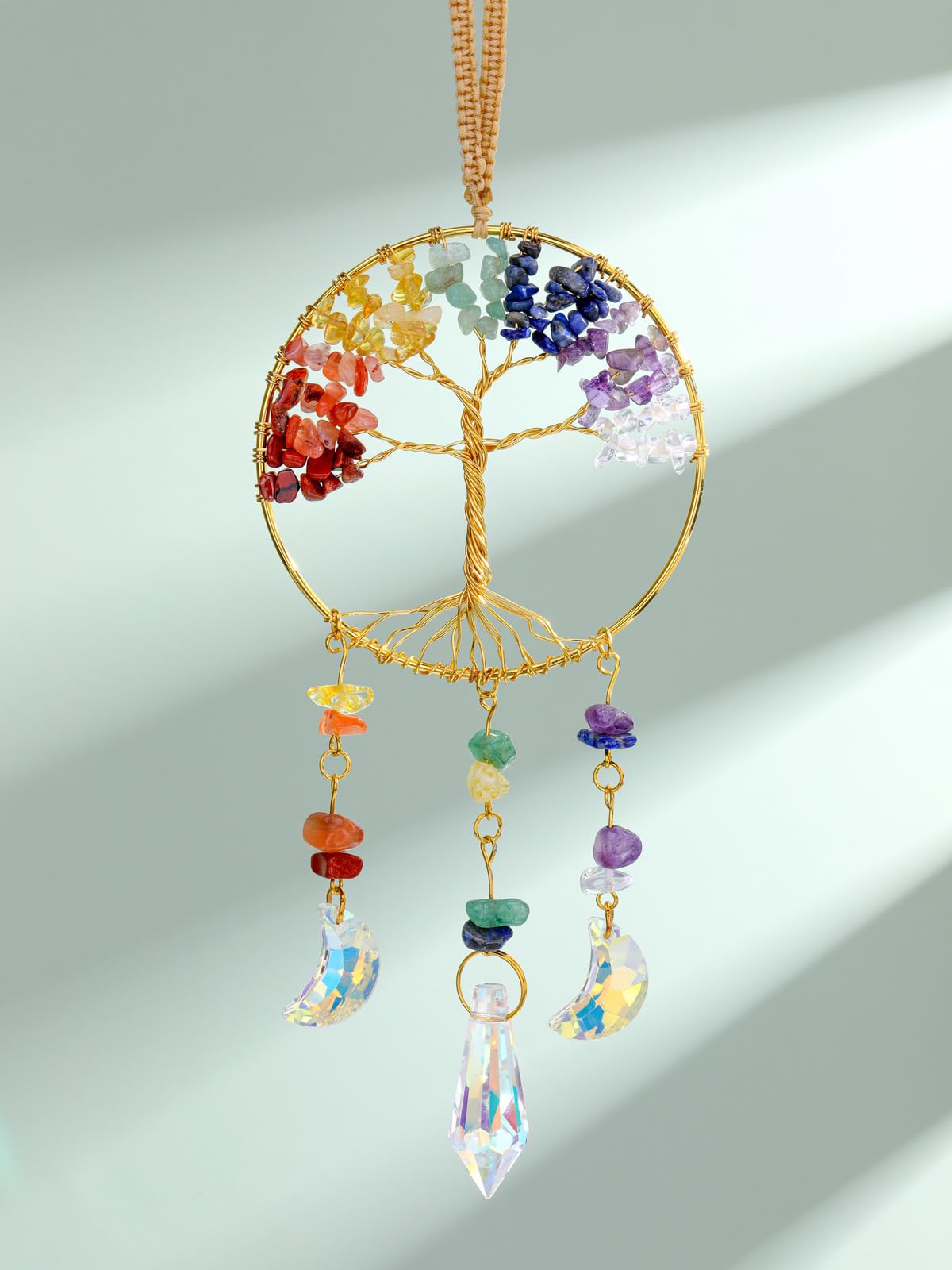 JSDDE Healing Crystal Life Tree Suncatcher Rainbow Makers Glass Chakra Crystals Sun Catchers Hanging Ornament for Windows Home Garden Decor - Image 2