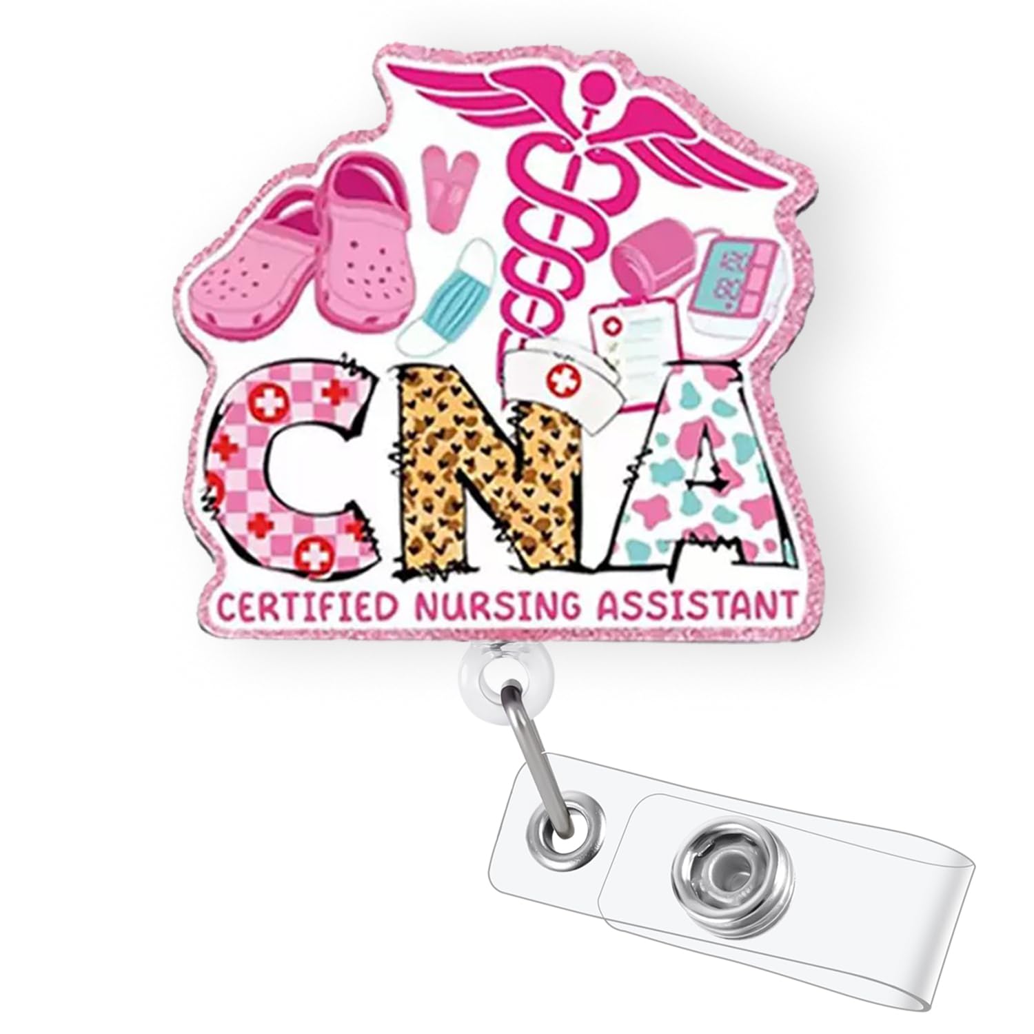 CNA Badge Reel Retractable for Certified Nursing Assistant, CNA Graduation Gift, CNA Nurse Badge Accessories for Work, Funny Nursing Assistant Badge