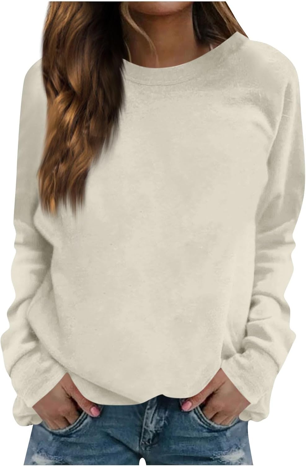 chaktkglok Womens Fall Sweatshirts 2023 Long Sleeve Casual Sweatshirt Solid  Color Loose Fit Winter Top Pullover Women's Fashion Hoodies u0026 Sweatshirts  for Women Crew Neck Sweatshirts Women at Amazon Women's Clothing store