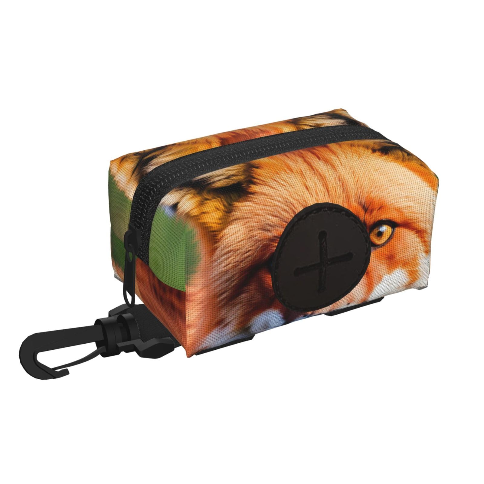Pphgut Black Fox Print Waterproof Pet Waste Treat Bag Outdoor Walking Hiking Pouch Camping Accessory