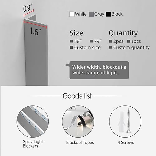 Miniatura 4 de ZSTARR Bloqueadores de luz de PVC de 79 pulgadas, pistas laterales para persianas y persianas laterales para persianas opacas, tiras de bloqueo de