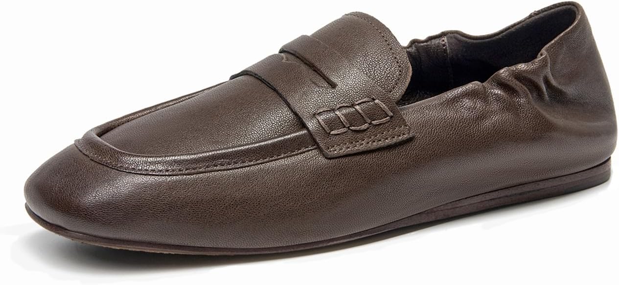 Penny Loafers for Women,Soft Leather Slip on Flats Moccasins Comfortable Dressy Casual Work Flats