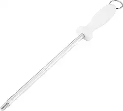 Chaira Profissional para Afiação 10" Aço Inox Cabo Branco com Argola