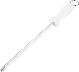 Chaira Profissional para Afiação 10" Aço Inox Cabo Branco com Argola