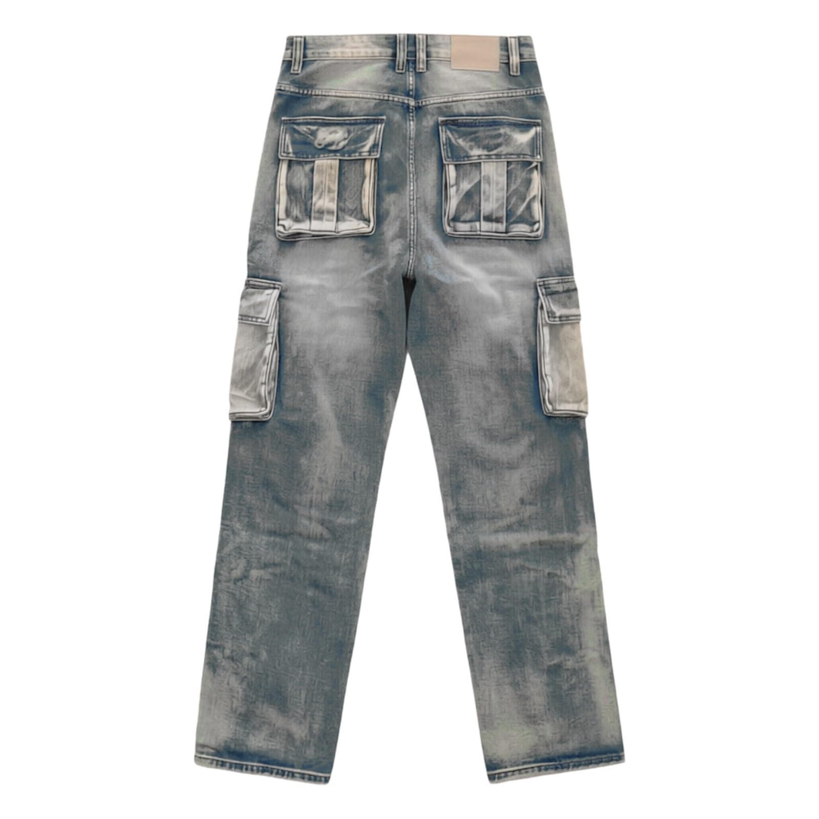 Pantalones Vaqueros Cargo con Bolsillos, Estilo Casual Urbano, Corte Recto y Holgado.