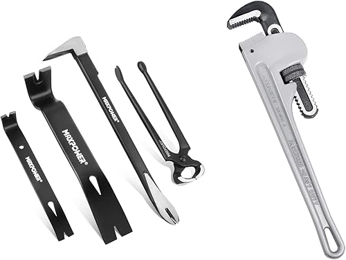 MAXPOWER 4 extractores de clavos de barra de palanca y llave de tubo de 14 pulgadas