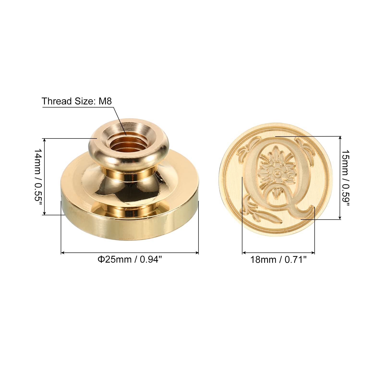 PATIKIL Alphabet Q Wax Seal Stamp, Initial Letter Sealing Wax Stamp Classic Retro Brass Head for Envelope Invitation Cards - Image 2
