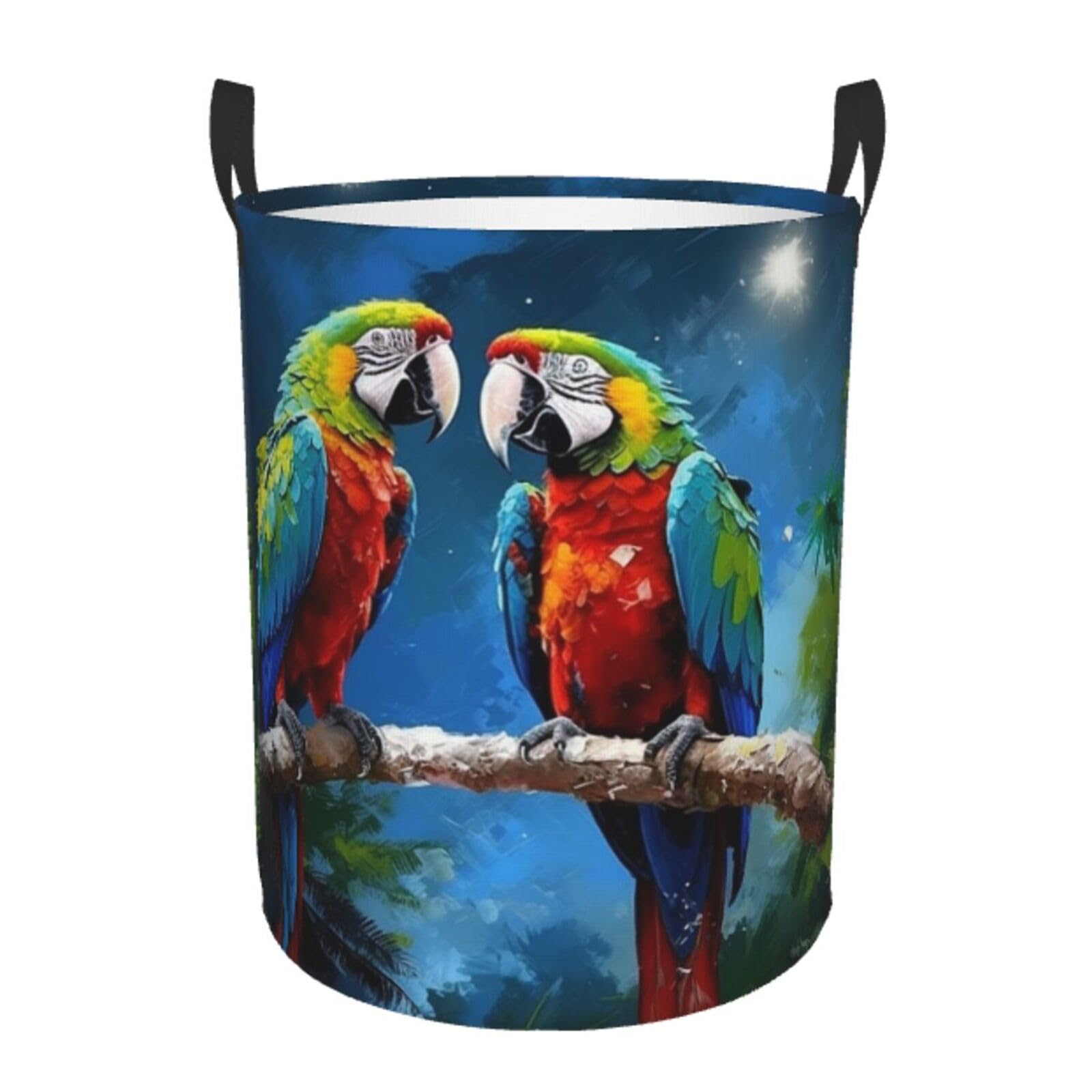 Grand panier à linge pliable en tissu perroquet pour ranger les jouets de chambre