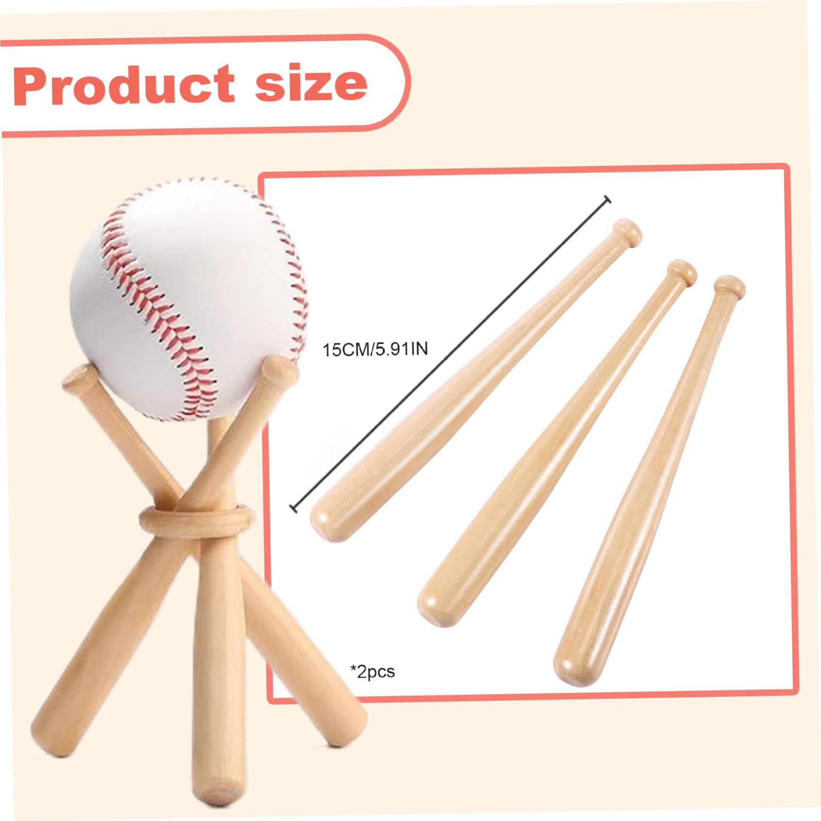 Présentoir de Baseball en Bois en Forme Chauve-Souris 2 Supports pour Ballon Support Bureau Décoratif