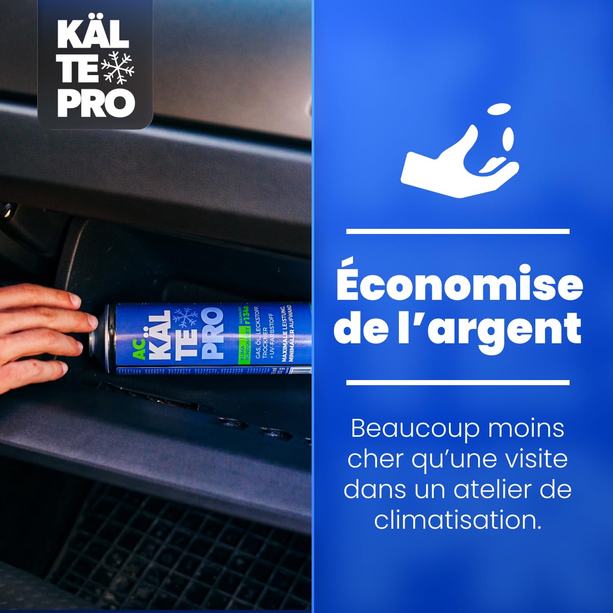Remplacement du gaz refrigerant R134a pour Clim Auto - Pack 5-en-1 Complet : Gaz, Huile, Anti-fuite & Traceur UV Équivalent 755g R134a- Pour Voitures 1995–2016