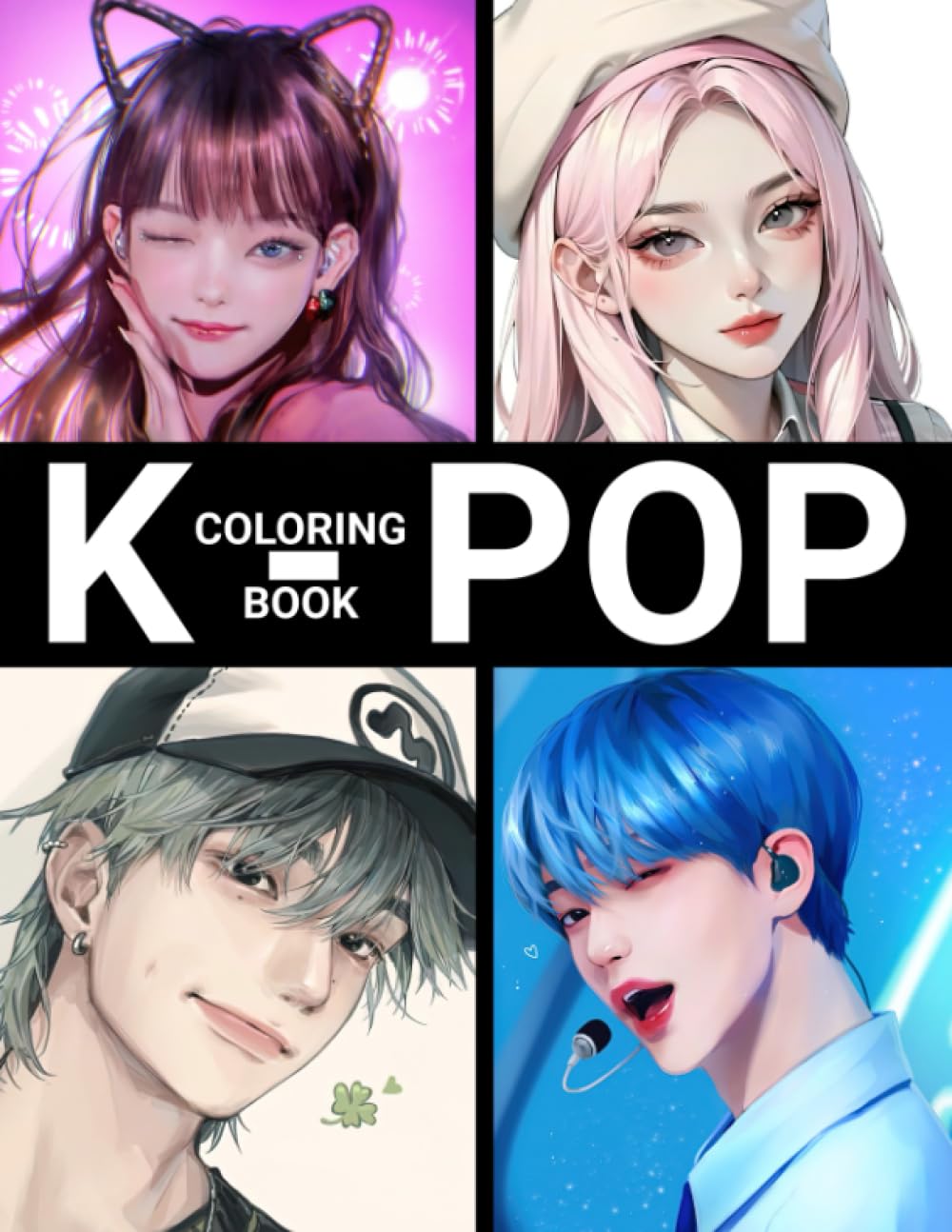 K-POP Coloring Book: Dive into the K-POP Universe with Dynamic Artist Portraits Illustrations for Fans of All Ages Mindful Coloring & Expression