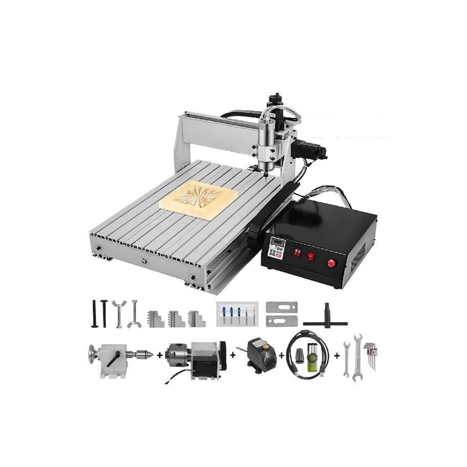 Enrutador CNC de 3/4 ejes, grabador 6040/3040/3020, fresadora con puerto USB, máquina de grabado 3D de PVC, máquina de carpintería(3 Axis CNC 3020)