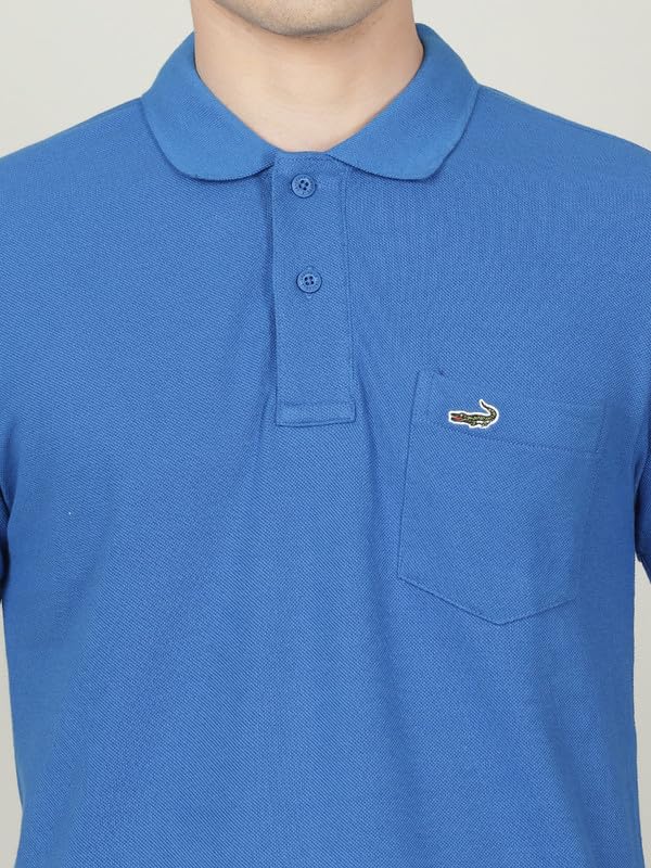 Image of CROCODILE Men's Solid Casual Wear T-Shirt | Polo Neck | Half Sleeves | Pull On | Regular