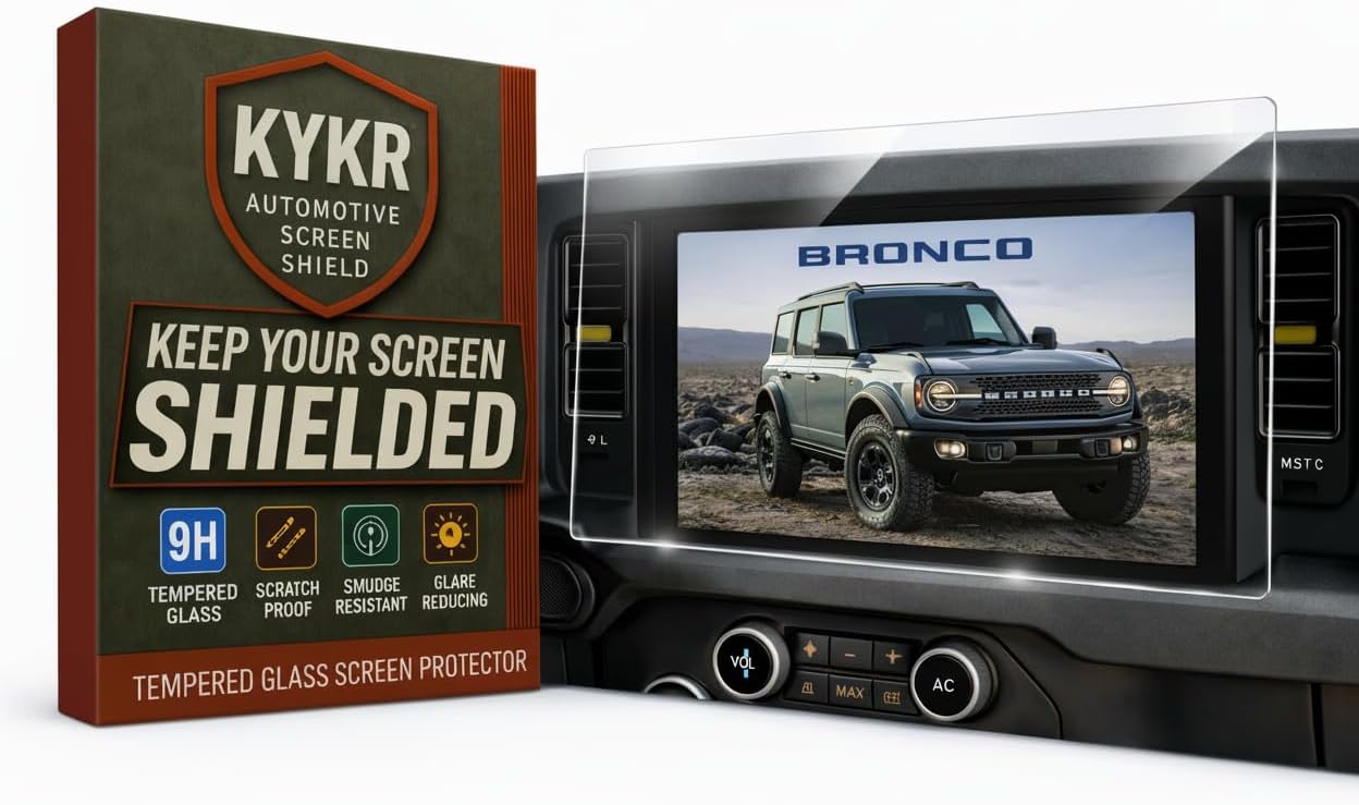 Ford Bronco Screen Protector 12 Inch (2021-2026), Tempered Glass for Ford Bronco SYNC4, HD Clear Gloss, 9H Scratch Resistant, Touchscreen Protector