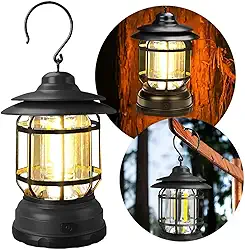 Lampião LED Retrô Recarregável USB – Luz Ajustável, Portátil e Econômico – Ideal para Camping, Decoração e Iluminação de Emergência