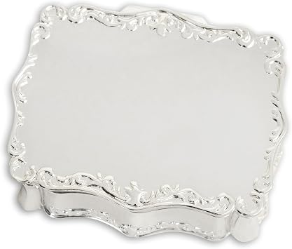 Cherished Moments Rectangle Shaped Jewelry Keepsake Box for Jewelry, Trinkets or Special Treasures, Silver Toned