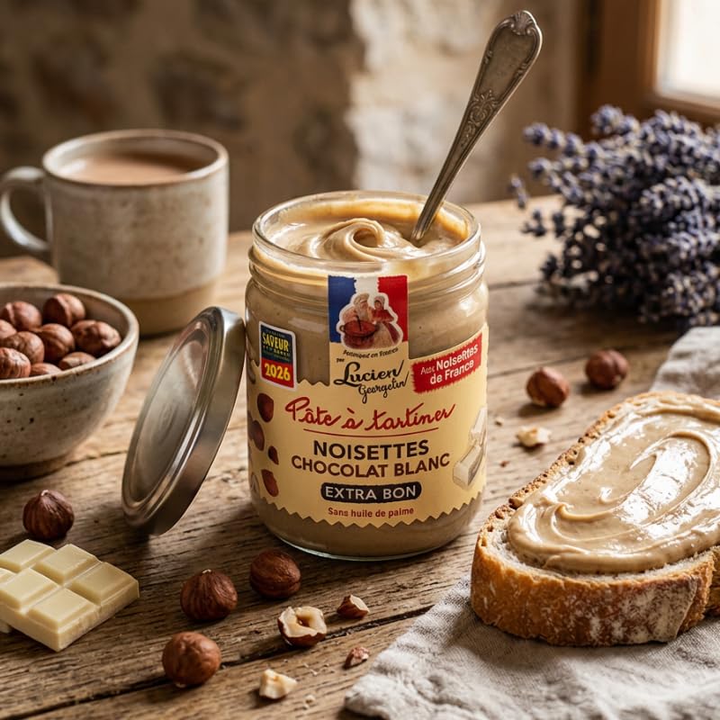 Lucien Georgelin Pâte à tartiner noisettes & chocolat blanc 3x400g | Noisettes de France