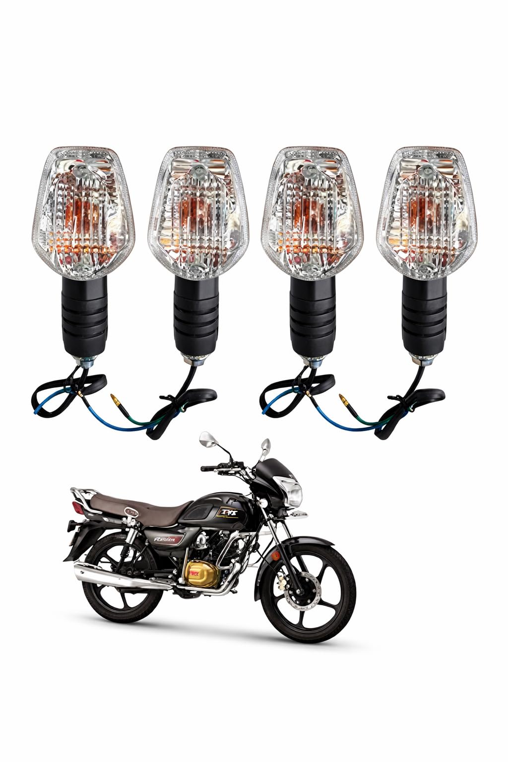 BIKEBLOOM Motorcycle Indicator Lights for T.V.S Radeon – Set of 4 Turn Signal Blinkers-image-32