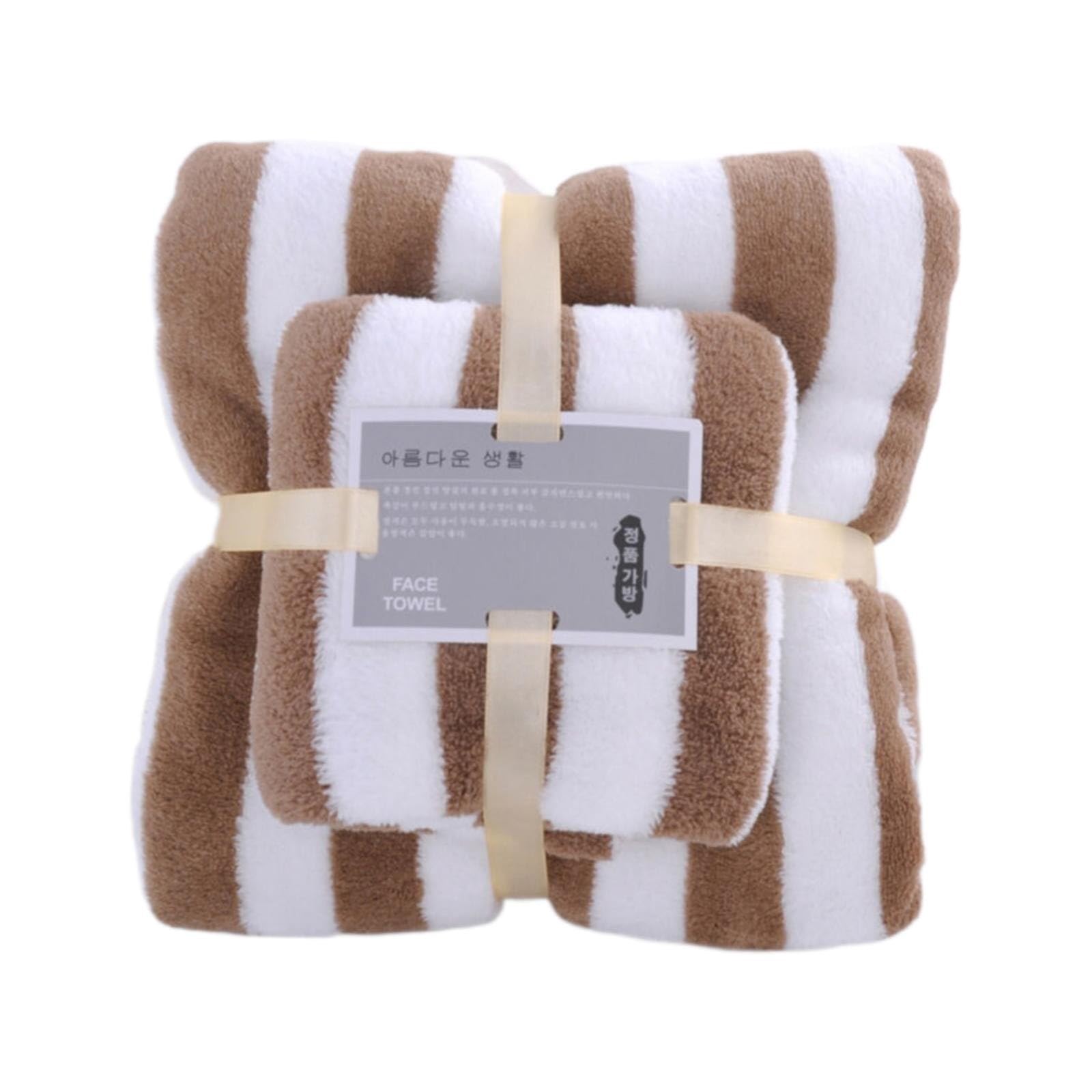 Soft Towel Set 1 Bath Towels1 Hand Towels Super Soft Premium Family Microfiber Bath Towel Set Microfiber Coral Velvet Highly Absorbent Towel For Bath Fitness Bathroom Dorm Towel Set (Coffee, A)