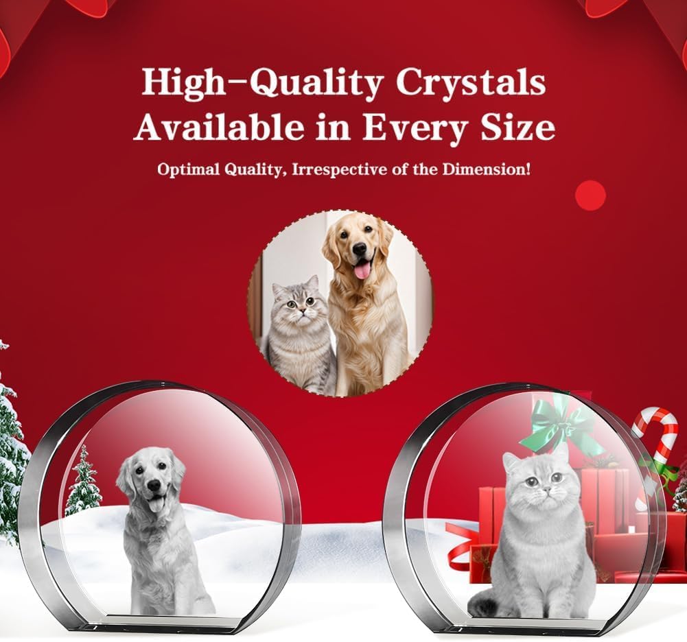 Dog Memorial Gifts - Personalized Memorial Gift for Dog, Cat, Animal Indoor, Custom Pet 3D Crystal Photo, Loss of Dog Cat Puppy Keepsake Bereavement Sympathy Gifts for Pet Lovers - Round - Image 4