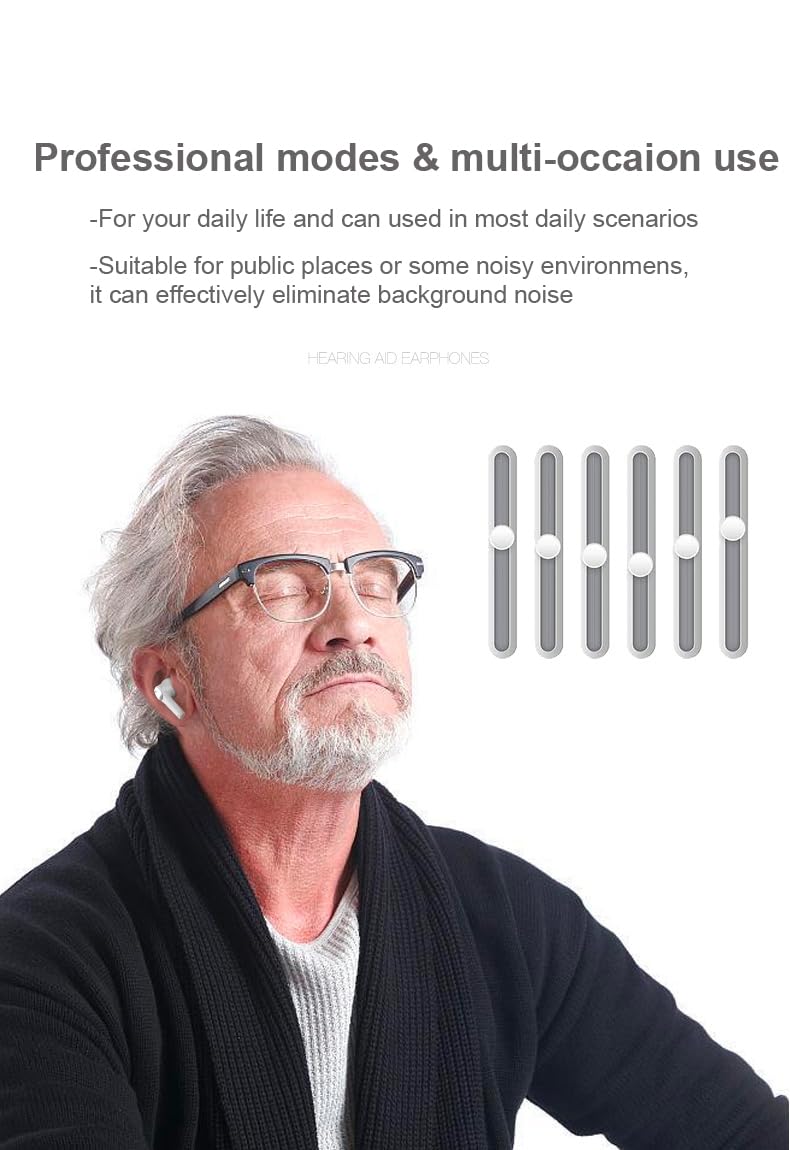 Hearing Aids for Seniors, Hearing Aid Amplifiers Devices Rechargeable with Noise Cancelling, Superior Sound Quality for Adults Women Men Hearing Loss, Auto On/Off (White)