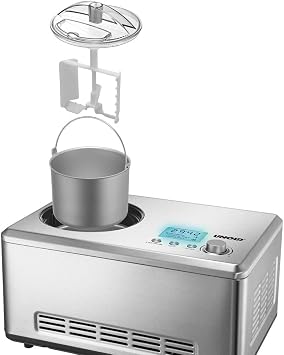 Unold Ice Cream Maker Nobile 48876 - Perfect for Ice Cream, Sorbet & Frozen Yoghurt - Ready in 30 Minutes - 2L Stainless Steel Bowl - Fully Automatic Self Cooling - 180W Electric Compressor