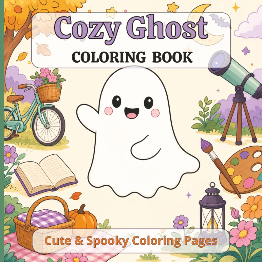Cozy Ghost Coloring Book: Cute & Spooky Coloring Pages for Adults and Teens