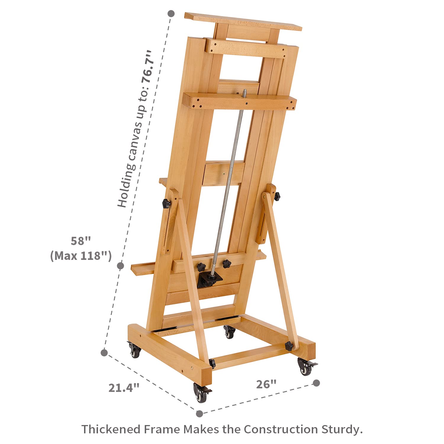 MEEDEN Deluxe Rocker Crank Artist Easel,Industrial Style Heavy Duty Art Floor Easel,Inclinable