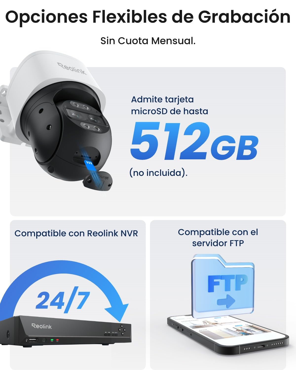 Reolink 4K 8MP PTZ Camara Vigilancia PoE Doble Lente con Zoom Híbrido 6X, 355° Pan y 90° Tilt, Color Visión Nocturna, Detección Inteligente, Seguimiento Automático, Audio Bidireccional, TrackMix PoE