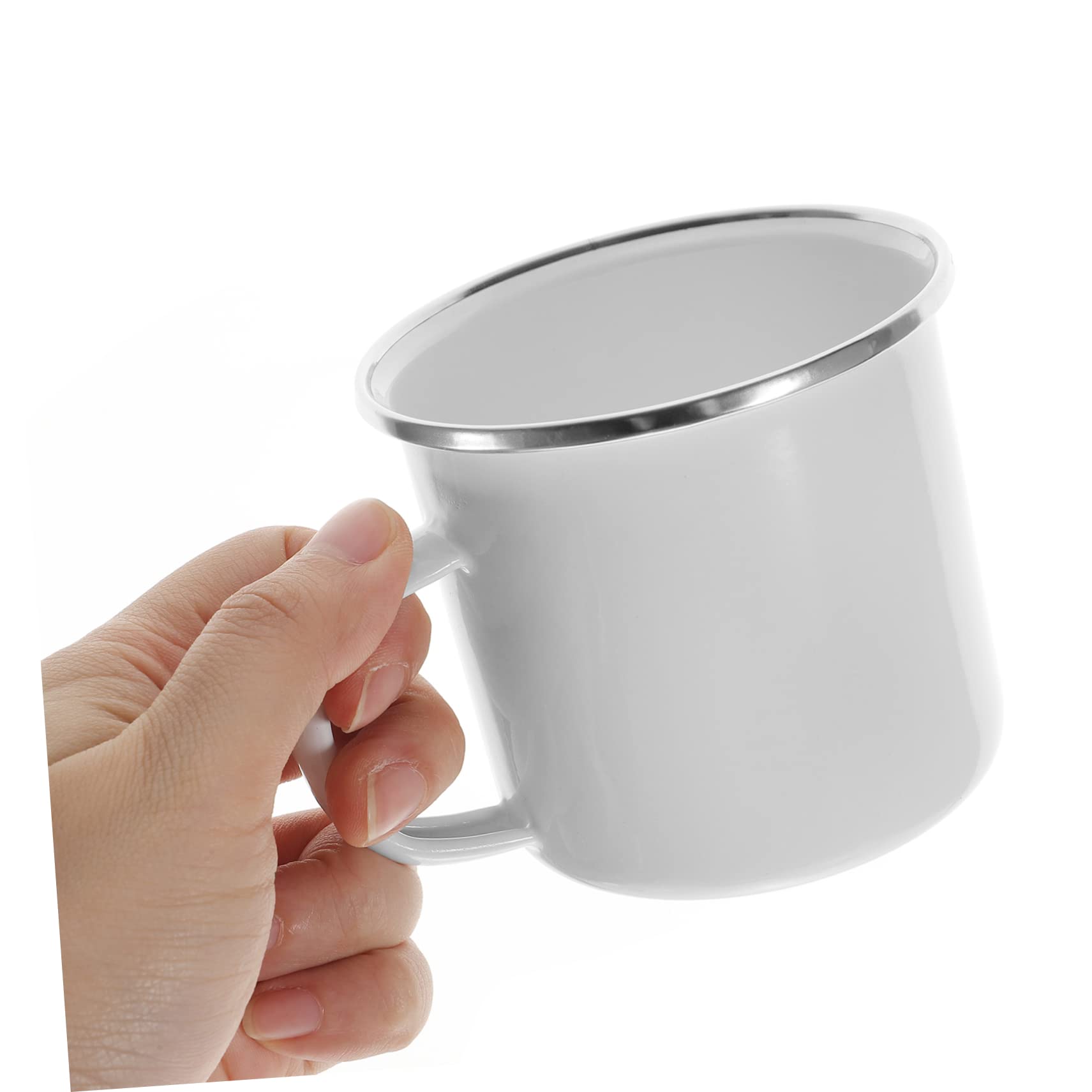 4 Stück Emaille Tasse Weiß Leichte Camping und Kaffeebecher mit Griff Große Kapazität für Drinnen und Draußen