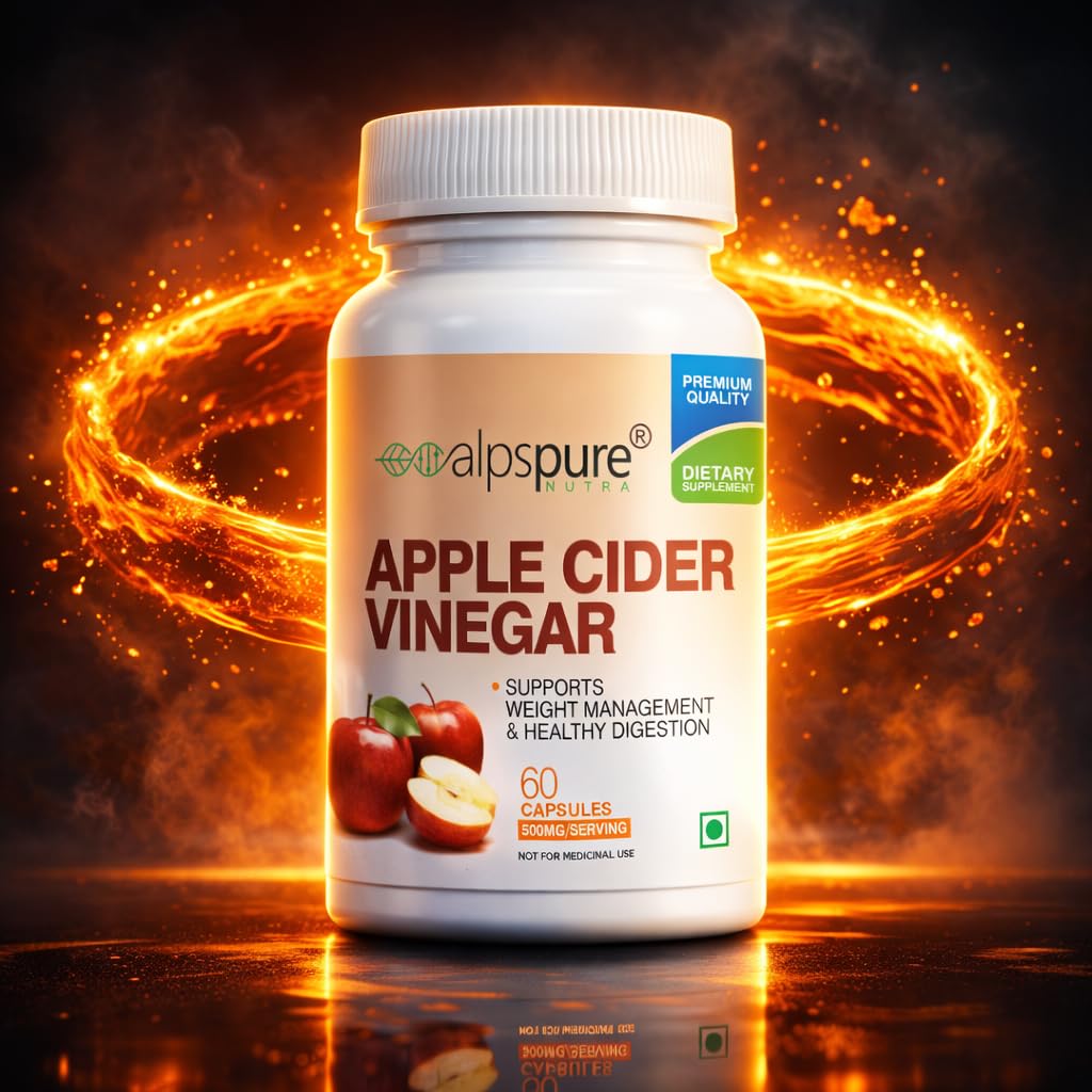 Alpspure Nutra Apple Cider Vinegar Capsules (60 Veg Capsules) | 500 Mg Per Serving | Supports Weight Loss | Boosts Metabolism | Improves Skin Health | Natural Fat Burner | For Men & Women 2