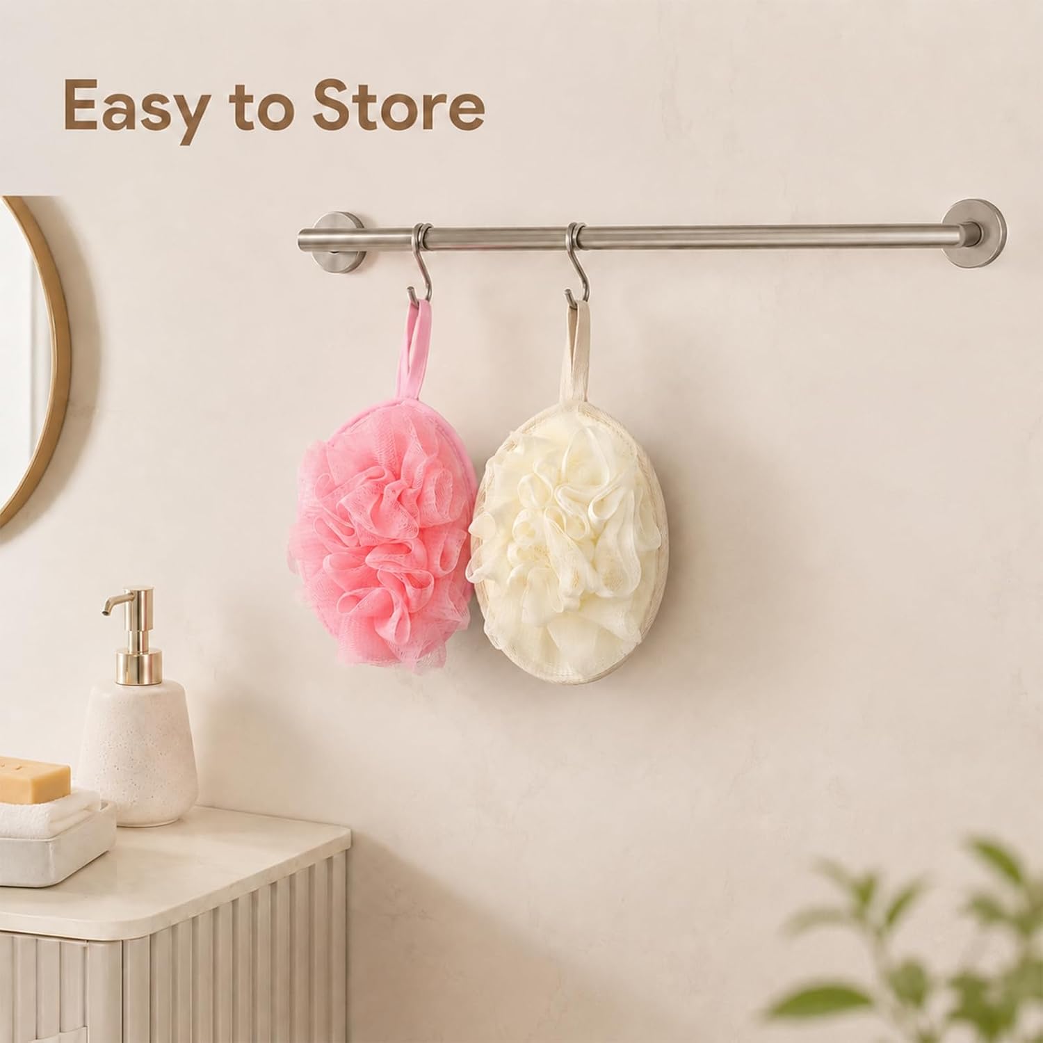 2 PCS Travel Loofah Exfoliating Shower Bath Sponge with Storage Bag