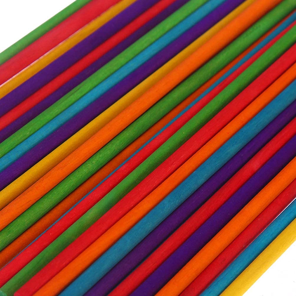 PARTY TIME50 Pieces Big Colorful Coffee Stirrers, Round Stir Sticks - Biodegradable, Disposable, Natural Birch Wooden Stir Sticks, For Tea And Hot Beverages (6 Inches)