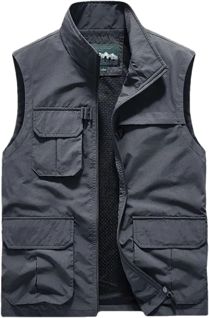 Men's Vest Outdoor Convenient Multi Pocket Breathable Lining Top Big Size