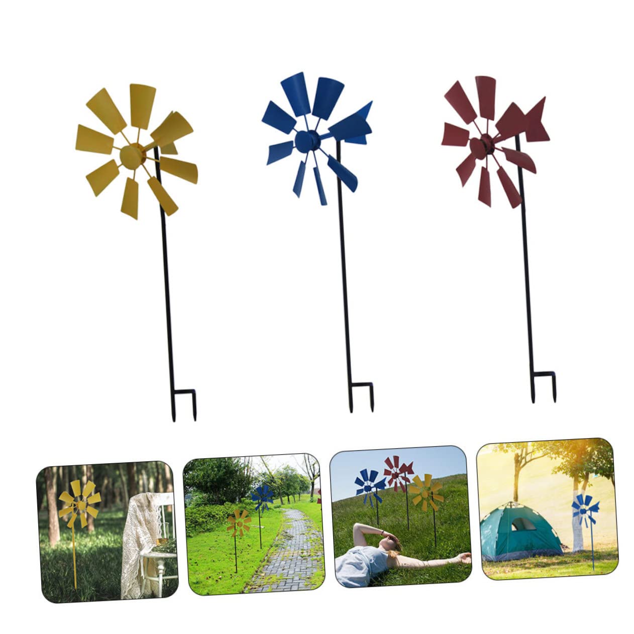 Toddmomy Dekorative Gartenwindmühle 3 Stück aus Eisen für Haus und Park | Windmühlen Dekoration mit Feinem Design, Einzigartige Form, Leicht zu Verwenden und Sicher