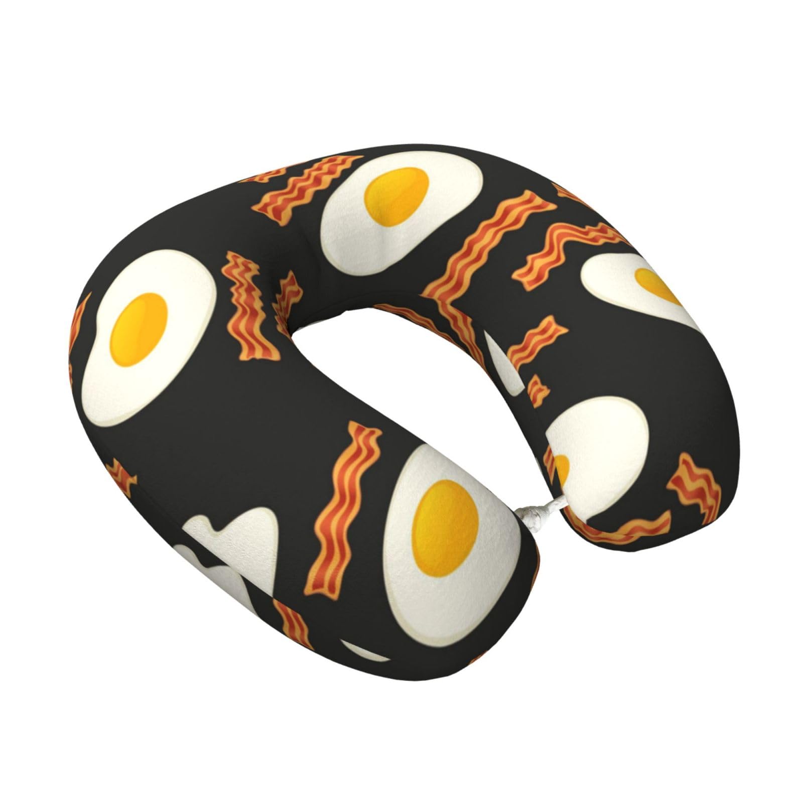 LKYMOH Bacon And Eggs, Travel Neck Pillow U-Shaped Memory Neck Support Soft Comfortable With Washable Cover For Airplane Car Traveling and Office