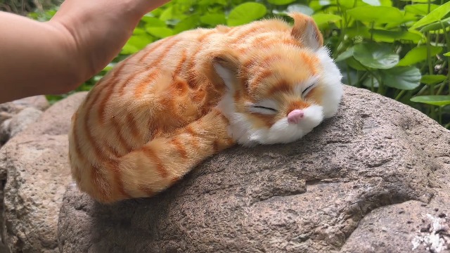 Amazon.com: Lifelike Sleeping Cat Orange Tabby Figurine