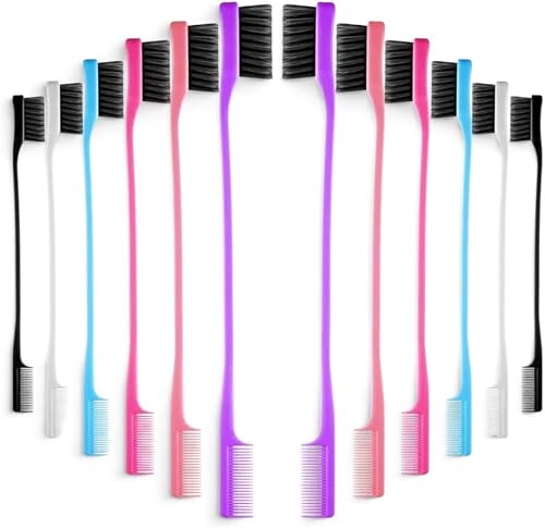 MEGA So - Hair Edge Brushes Double Sided Edge Control Hair Comb Brushes Eyebrow Brush for Women Girls Natural Styling Hair Edge Brushes Combo Pack Smooth Comb Grooming 6 Random Color