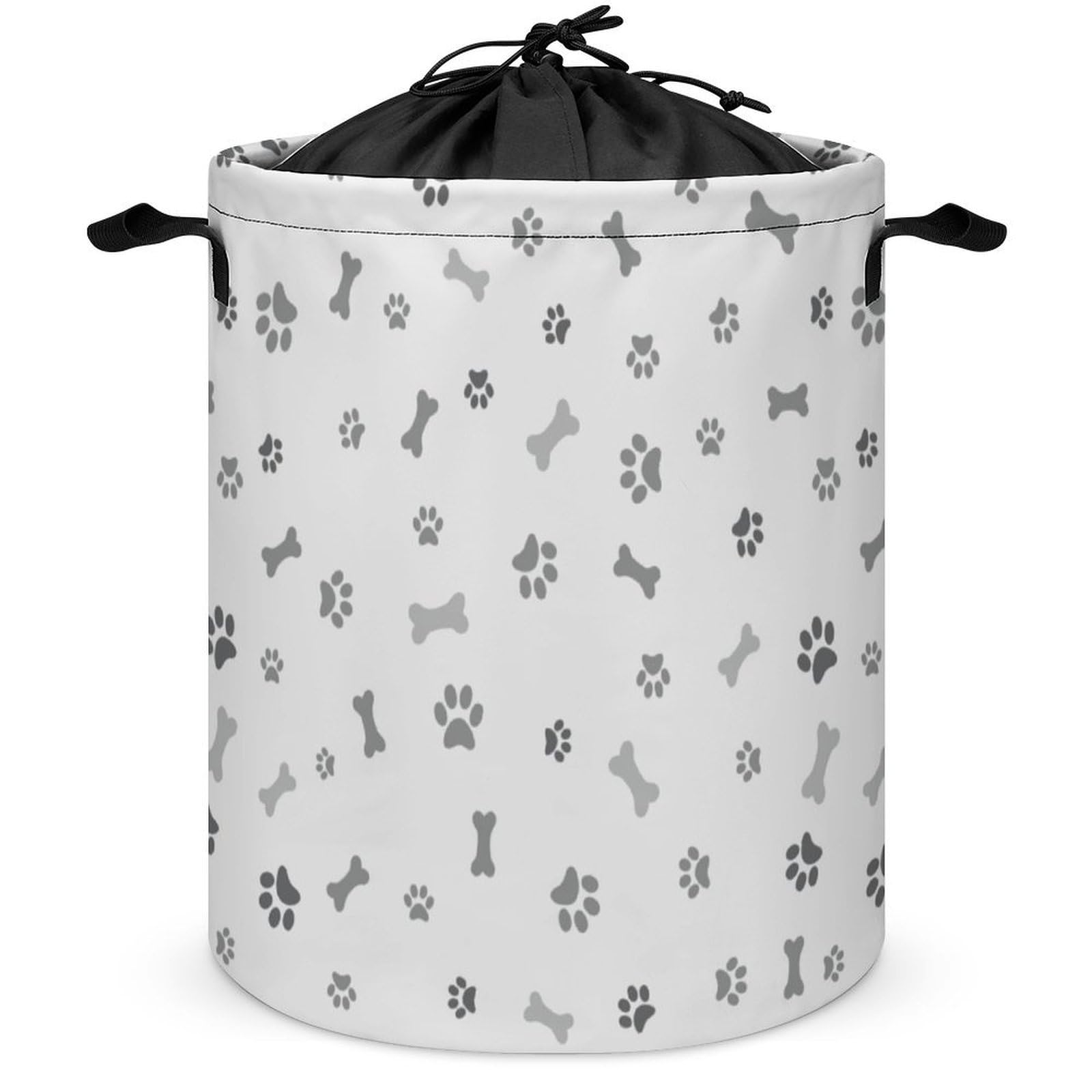 Wlntrophic Drawstring Laundry Hamper, Dog Paw Dog Bone Laundry Basket, Washing Basket with Handle