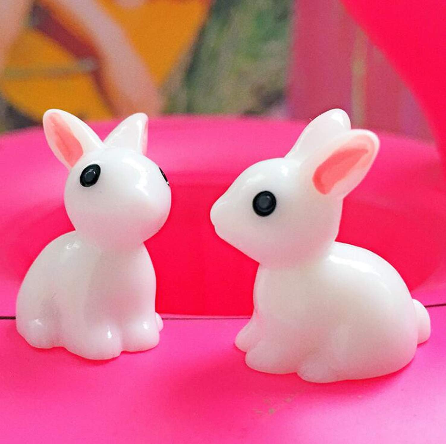 Smilesky Miniature Bunny Figure Animal Rabbit Toys Fairy Garden Party Decorations White 0.8 Inches 20 PCS