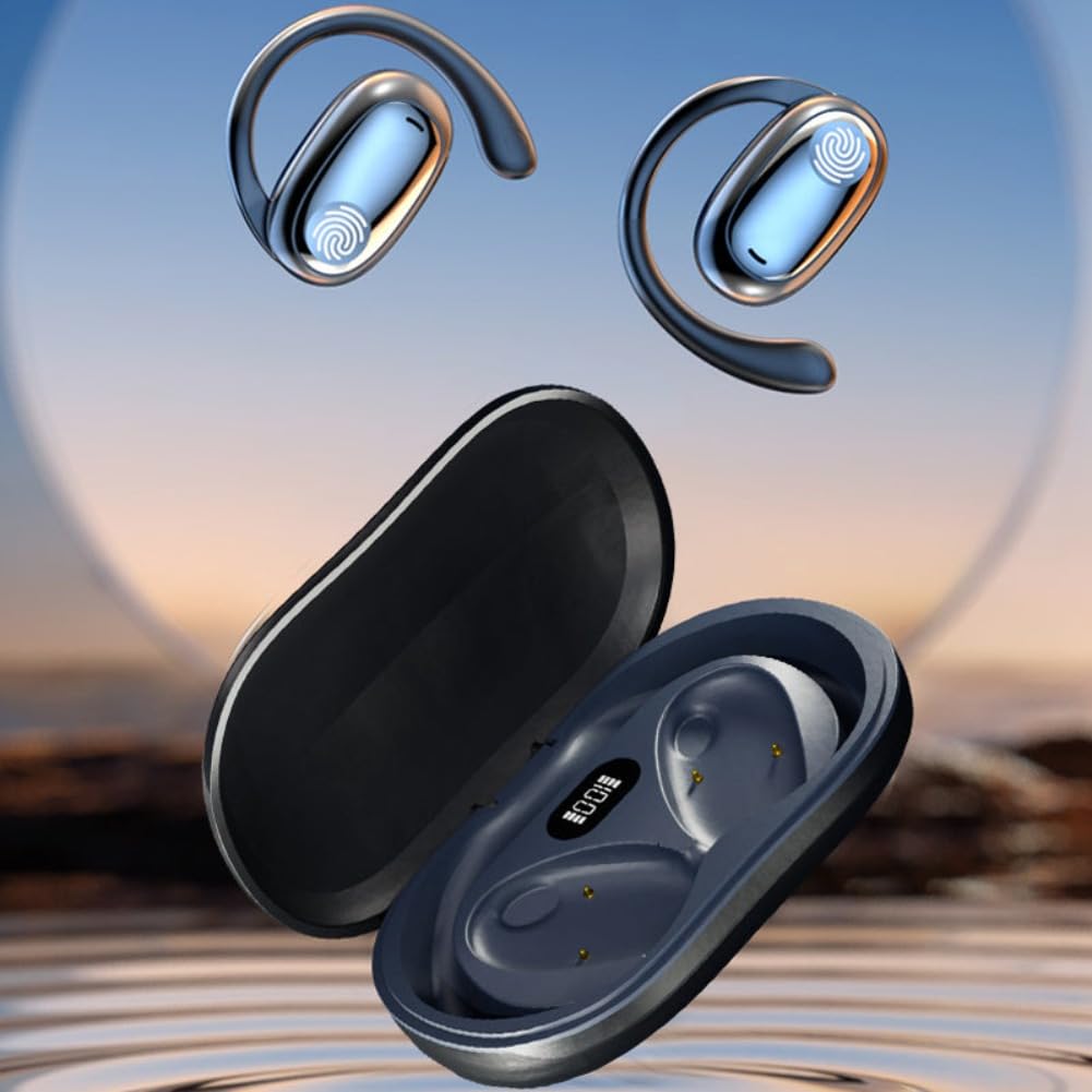 Cuffie sportive da appendere, Bluetooth, Sporty Hanging Ear Earphones, 5.4 Bluetooth, sport, 60 ore, con custodia di ricarica, indicatore LED, IPX5 impermeabile (3 pezzi)