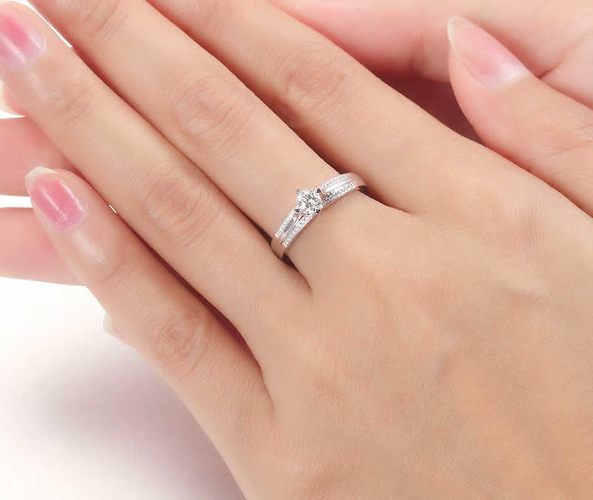 Epinki 950 Platinum/9K/14K/18K Weißgold Trauringe Echt Schmuck, Klassiker Eheringe Labor Erstellt Diamant, Ring Gold 750/585/ 375, Gr.47-70