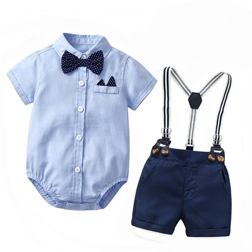 Niño Bebé Niño Caballero Trajes De Manga Corta Mono Camisas Tirantes Pantalones Verano Infantil Pequeño Niño Trajes