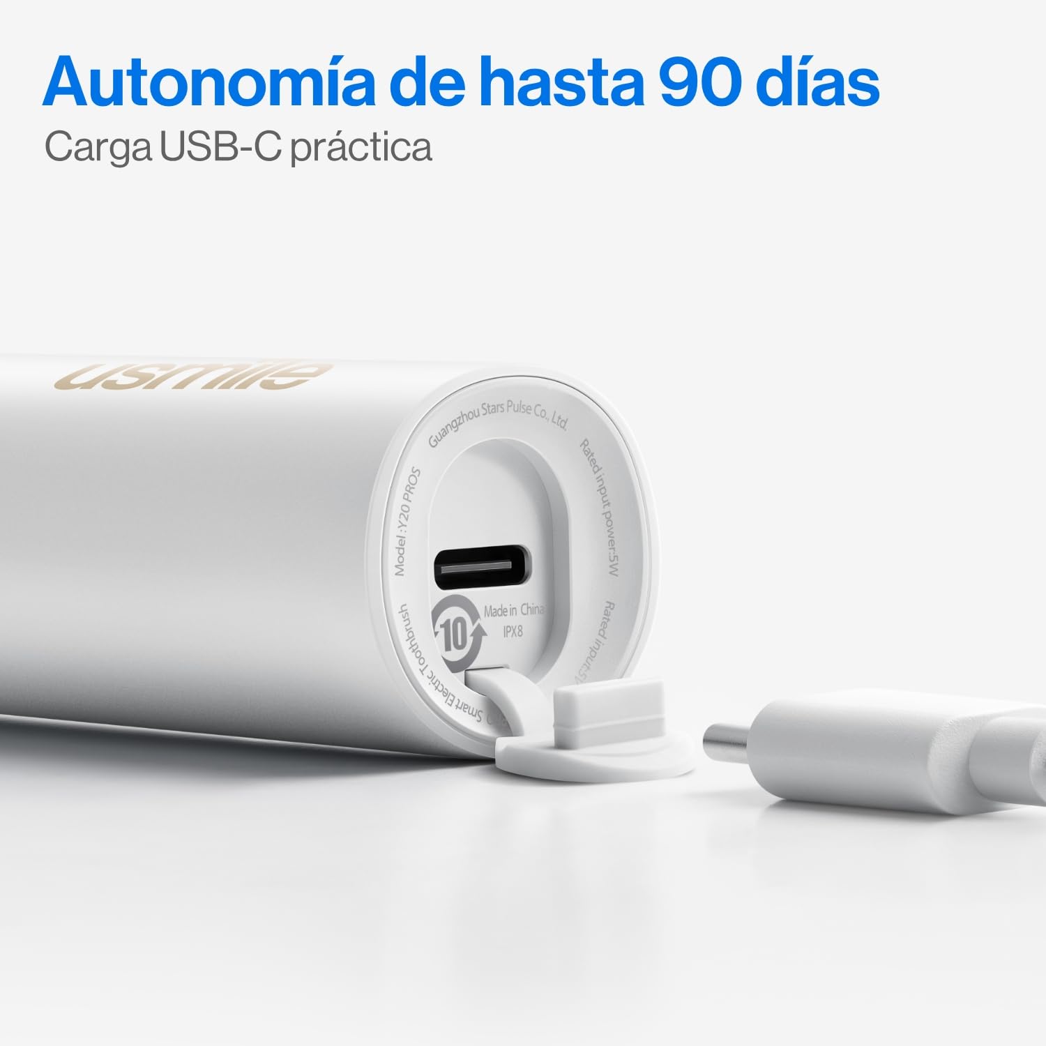 Cepillo de dientes eléctrico usmile Y20PRO, cepillo inteligente con alimentación AI con modo automático AM/PM, 4 modos de cepillado, batería de 90 días, control por aplicación, mapa 3D en tiempo real