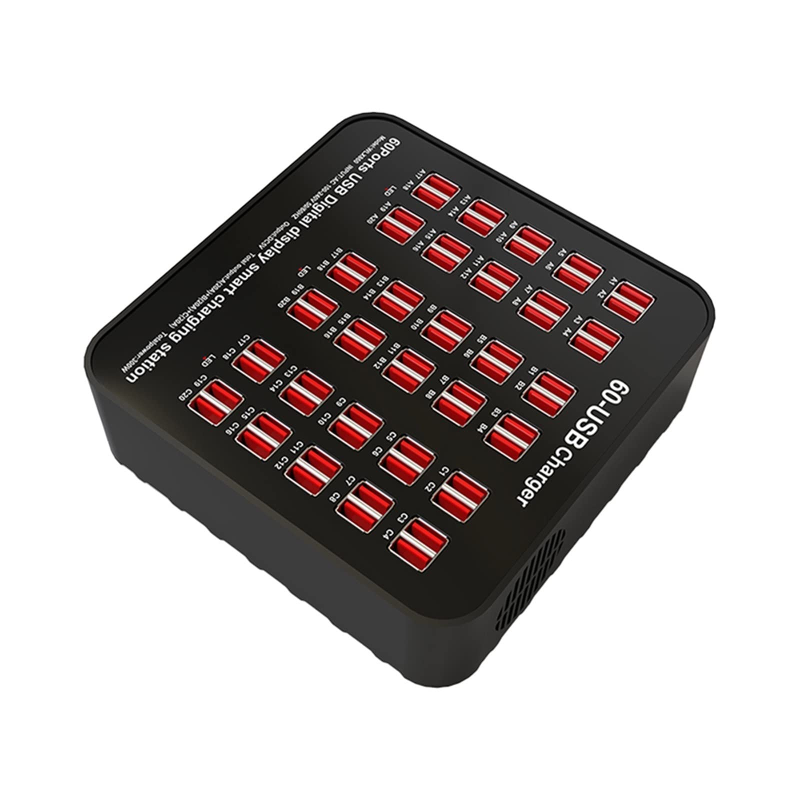 Smart 60 Puertos USB Hub Estación de Carga Toma Corriente Multi Puerto Velocidad Cargador Pared Muelle Adaptador Oficina en casa Diseño portátil(15 Port USB)