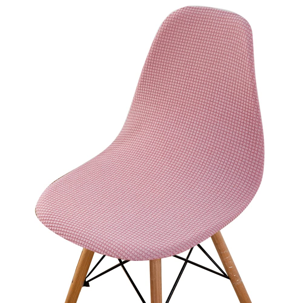 Highdi Pink Corduroy Jacquard Scandinavian Dining Chair Covers, Nordic Style Armless Chair Slipcovers Shell Chairs Covers Removable Washable For Kitchen, Bedroom, Living Room (,1 Pc)