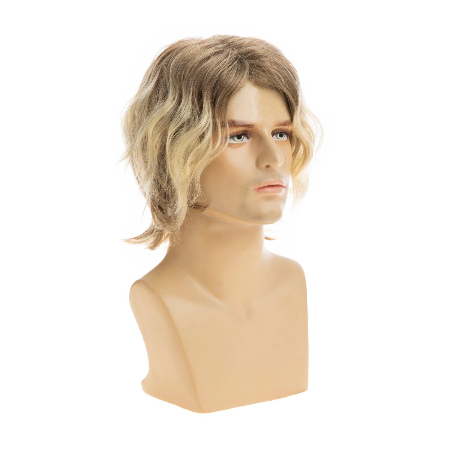Perruque Blondes Courtes Hommes Cheveux Bouclés Naturels Synthétiques Moelleuses