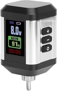 Tattoo Power Supply, Black Wireless Tattoo Battery,Wireless Tattoo Power Supply LCD Screen Interface Voltage Adjust 2200mAh Tattoo Machine Battery Silver