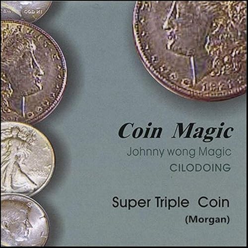 blue-ther Super Triple Moneda (Morgan Dollar) por Johnny Coin Trucos de magia Aparecen desaparecer mago Primer plano ilusiones